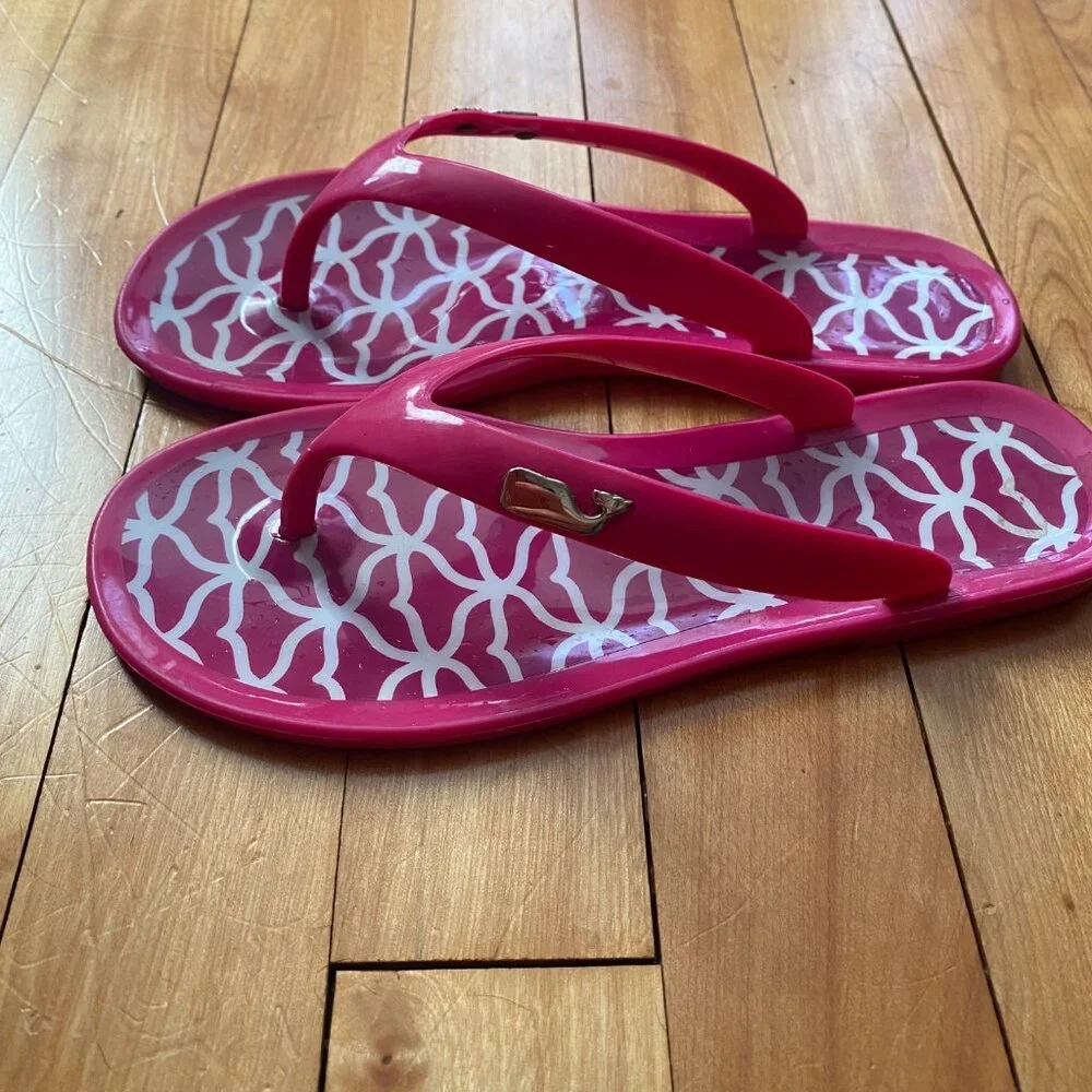 VINEYARD VINES Girls Hot Pink Jelly Flip Flop‎ Sandals Size 3 F29